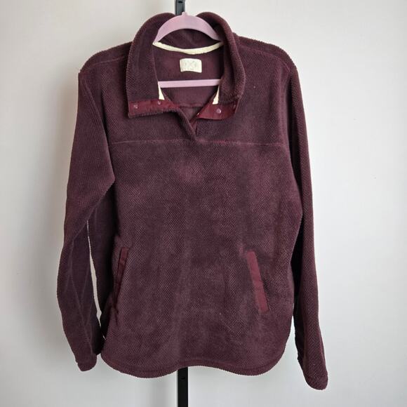 Men's Thread and Supply T-Snap Fleece Pullover Sweater Burgandy XL - Picture 1 of 6